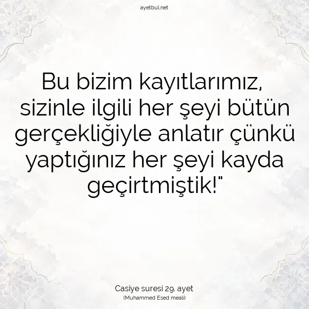 Ayetbul | Kuran Mealleri | Quran | Casiye suresi 29. ayet