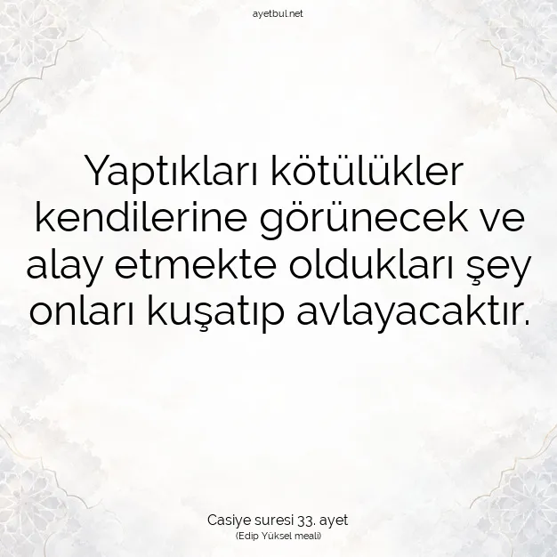Ayetbul | Kuran Mealleri | Quran | Casiye suresi 33. ayet