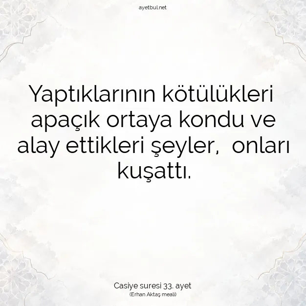 Ayetbul | Kuran Mealleri | Quran | Casiye suresi 33. ayet