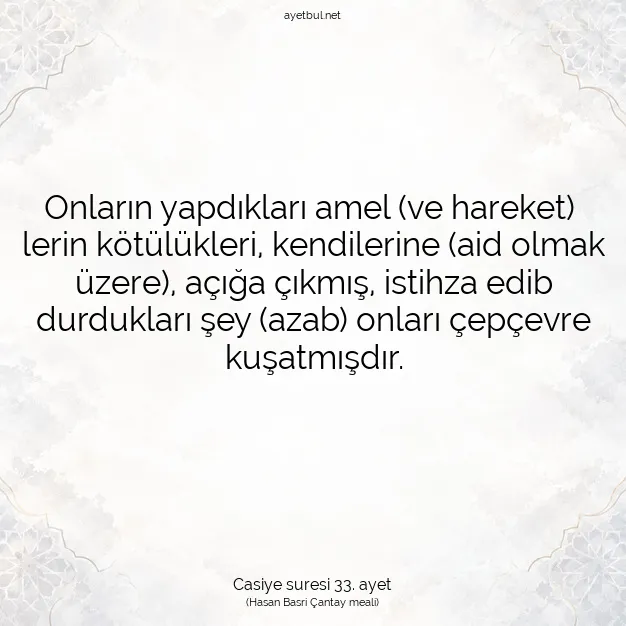 Ayetbul | Kuran Mealleri | Quran | Casiye suresi 33. ayet