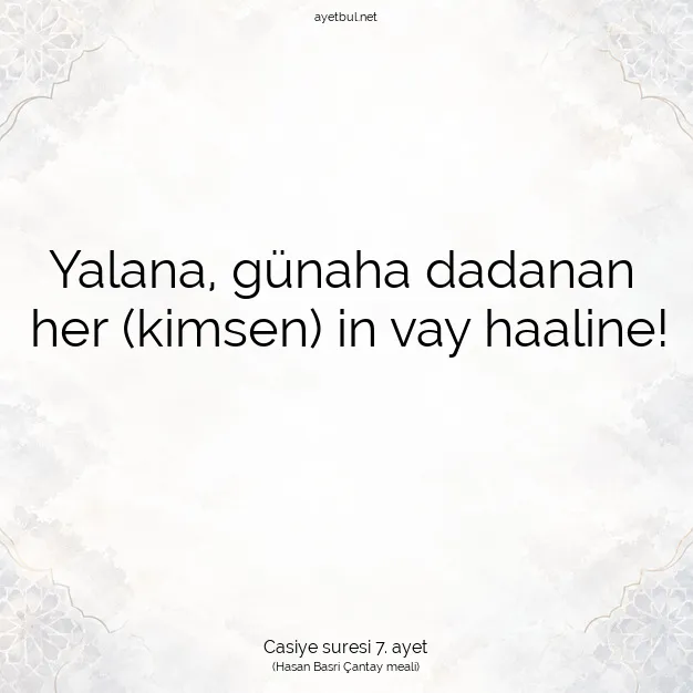 Ayetbul | Kuran Mealleri | Quran | Casiye suresi 7. ayet