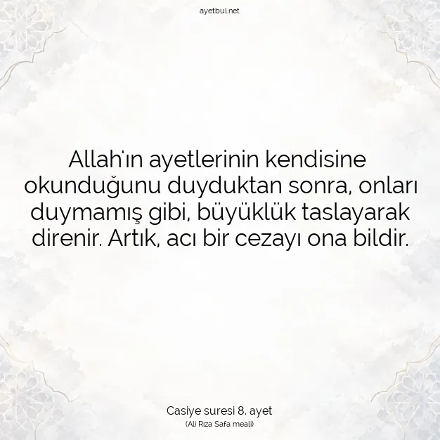Ayetbul | Kuran Mealleri | Quran | Casiye suresi 8. ayet