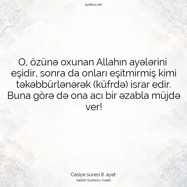 Ayetbul | Kuran Mealleri | Quran | Casiye suresi 8. ayet
