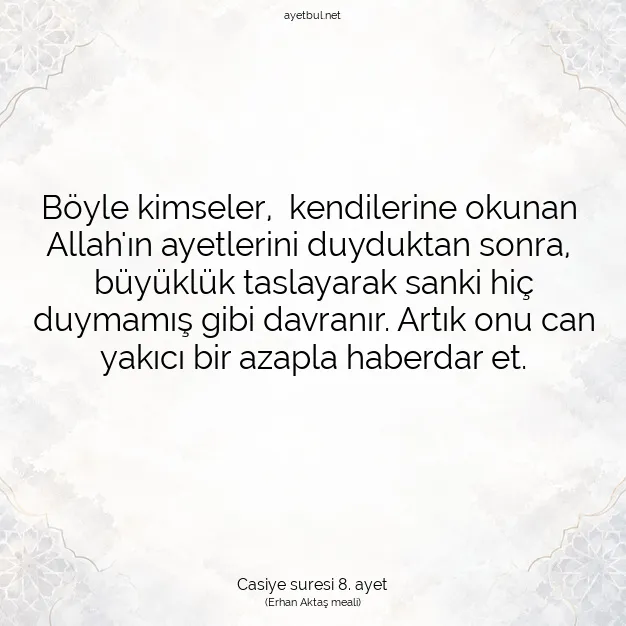 Ayetbul | Kuran Mealleri | Quran | Casiye suresi 8. ayet