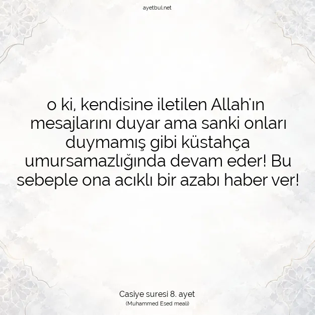 Ayetbul | Kuran Mealleri | Quran | Casiye suresi 8. ayet