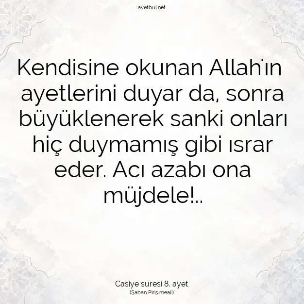 Ayetbul | Kuran Mealleri | Quran | Casiye suresi 8. ayet