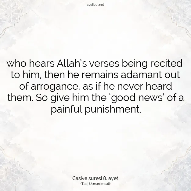 Ayetbul | Kuran Mealleri | Quran | Casiye suresi 8. ayet
