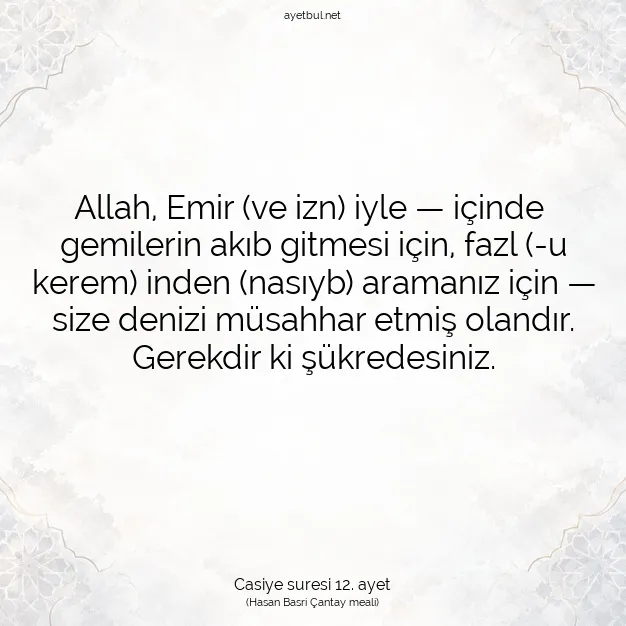 Ayetbul | Kuran Mealleri | Quran | Casiye suresi 12. ayet