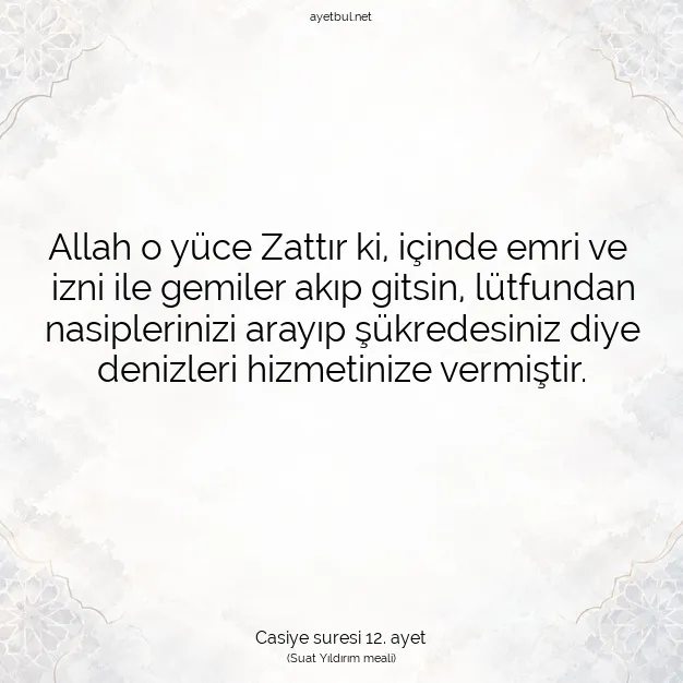 Ayetbul | Kuran Mealleri | Quran | Casiye suresi 12. ayet