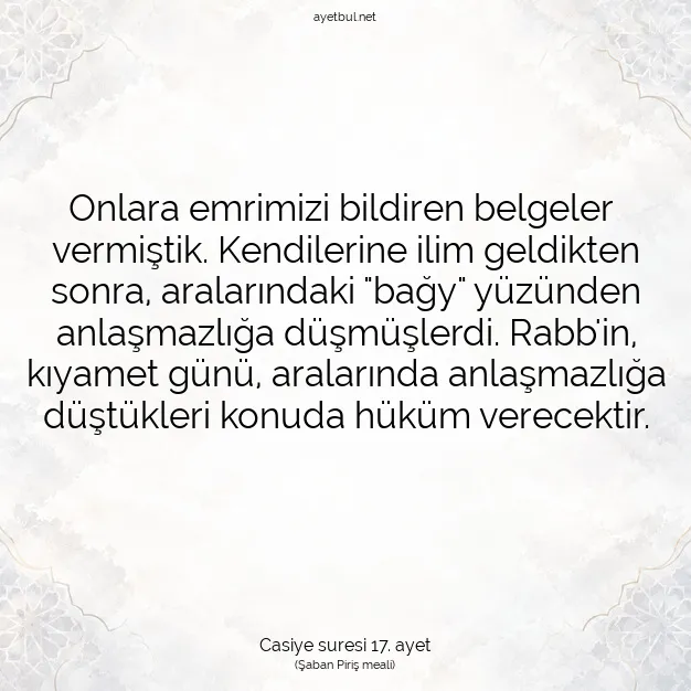 Ayetbul | Kuran Mealleri | Quran | Casiye suresi 17. ayet