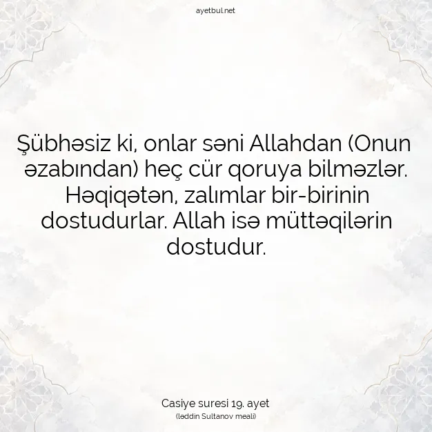 Ayetbul | Kuran Mealleri | Quran | Casiye suresi 19. ayet