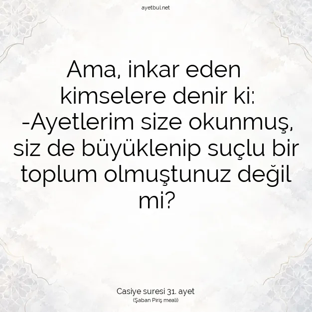 Ayetbul | Kuran Mealleri | Quran | Casiye suresi 31. ayet
