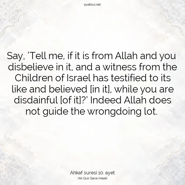 Ayetbul | Kuran Mealleri | Quran | Ahkaf suresi 10. ayet