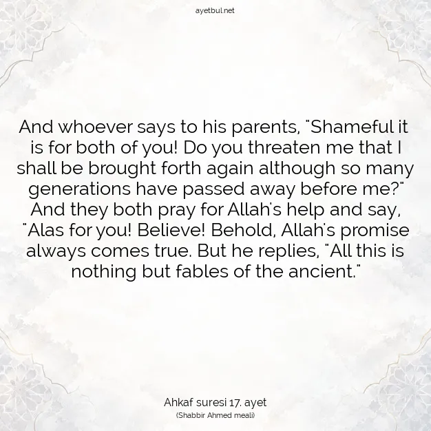 Ayetbul | Kuran Mealleri | Quran | Ahkaf suresi 17. ayet