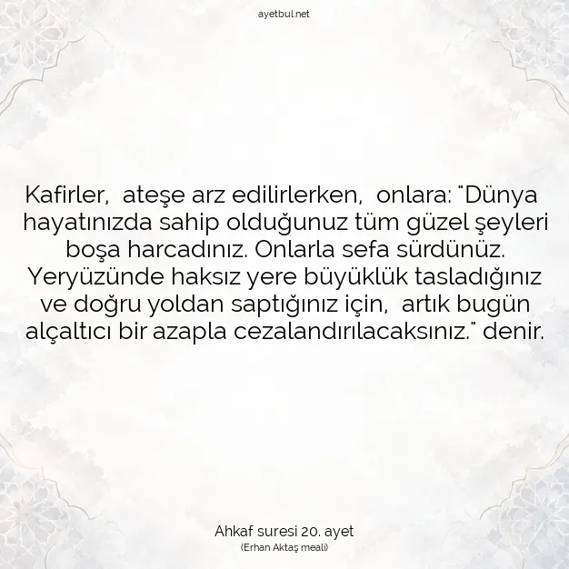 Ayetbul | Kuran Mealleri | Quran | Ahkaf suresi 20. ayet