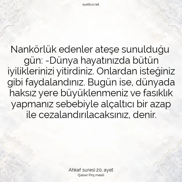 Ayetbul | Kuran Mealleri | Quran | Ahkaf suresi 20. ayet