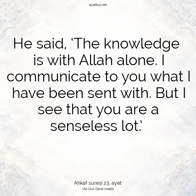Ayetbul | Kuran Mealleri | Quran | Ahkaf suresi 23. ayet