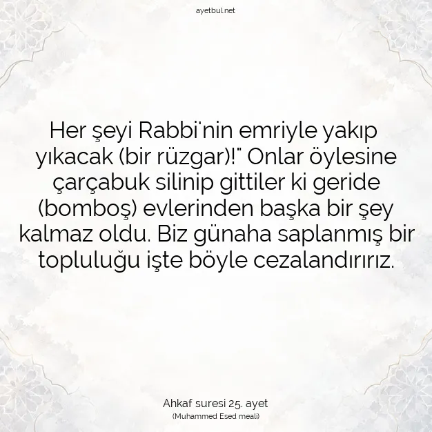 Ayetbul | Kuran Mealleri | Quran | Ahkaf suresi 25. ayet