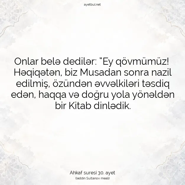 Ayetbul | Kuran Mealleri | Quran | Ahkaf suresi 30. ayet