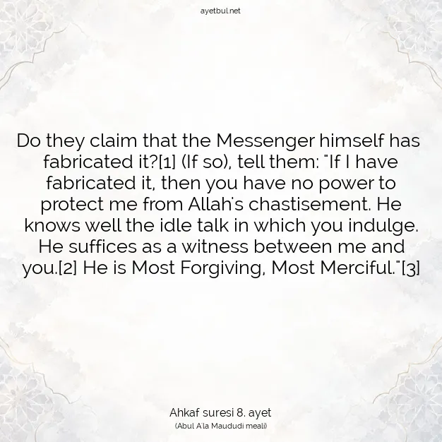 Ayetbul | Kuran Mealleri | Quran | Ahkaf suresi 8. ayet