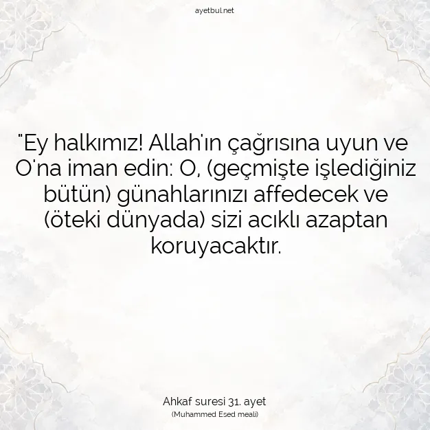 Ayetbul | Kuran Mealleri | Quran | Ahkaf suresi 31. ayet