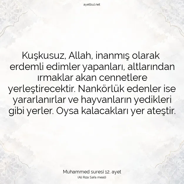 Ayetbul | Kuran Mealleri | Quran | Muhammed suresi 12. ayet