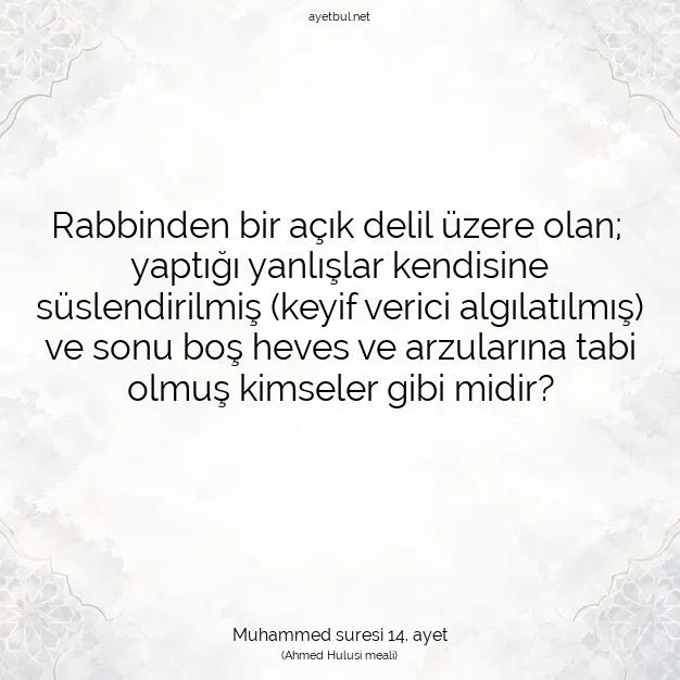 Ayetbul | Kuran Mealleri | Quran | Muhammed suresi 14. ayet