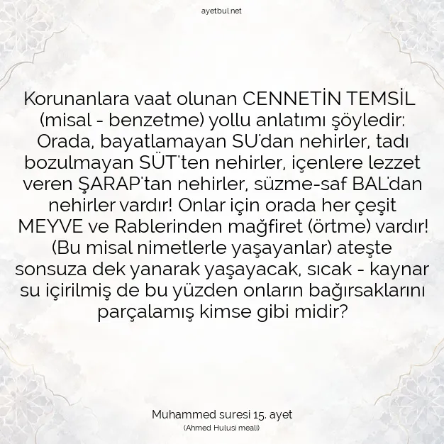 Ayetbul | Kuran Mealleri | Quran | Muhammed suresi 15. ayet