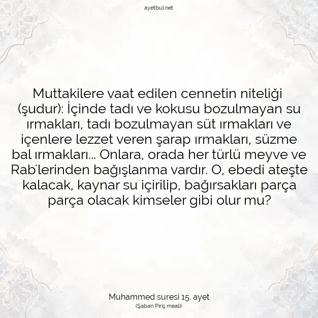 Ayetbul | Kuran Mealleri | Quran | Muhammed suresi 15. ayet