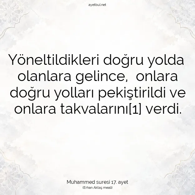 Ayetbul | Kuran Mealleri | Quran | Muhammed suresi 17. ayet