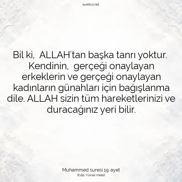 Ayetbul | Kuran Mealleri | Quran | Muhammed suresi 19. ayet