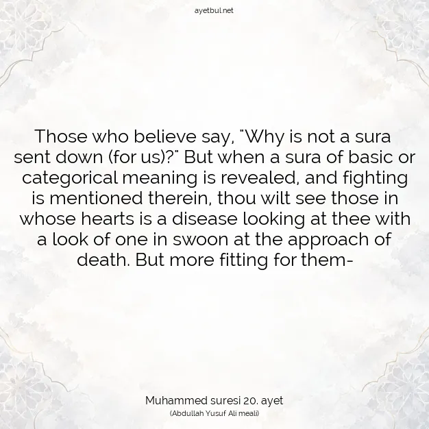 Ayetbul | Kuran Mealleri | Quran | Muhammed suresi 20. ayet