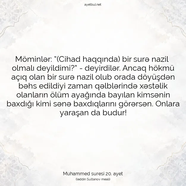 Ayetbul | Kuran Mealleri | Quran | Muhammed suresi 20. ayet
