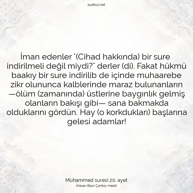 Ayetbul | Kuran Mealleri | Quran | Muhammed suresi 20. ayet