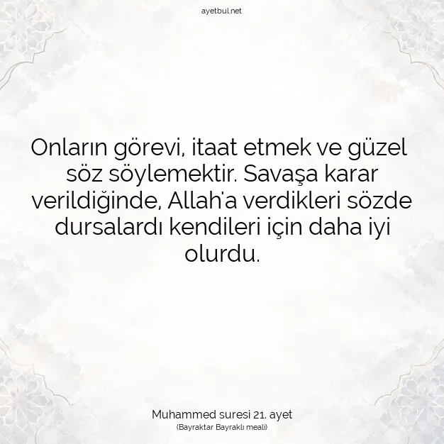 Ayetbul | Kuran Mealleri | Quran | Muhammed suresi 21. ayet