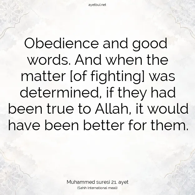 Ayetbul | Kuran Mealleri | Quran | Muhammed suresi 21. ayet