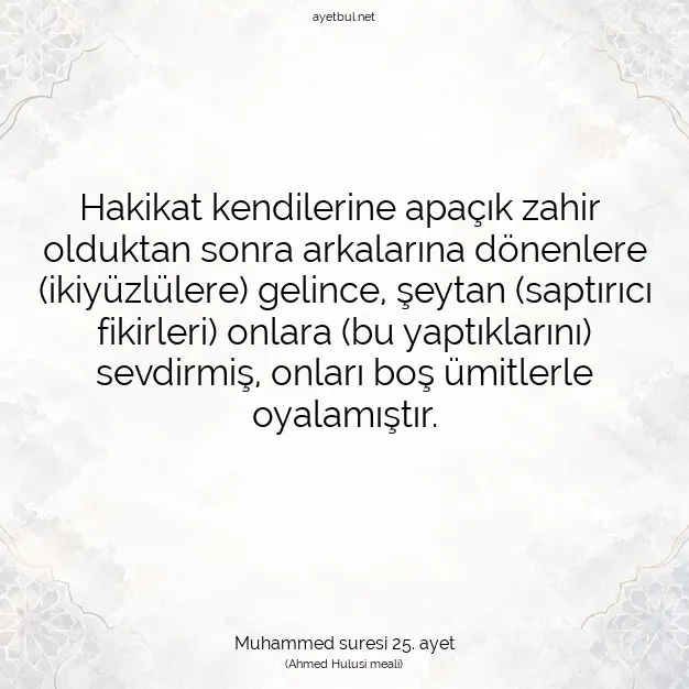 Ayetbul | Kuran Mealleri | Quran | Muhammed suresi 25. ayet