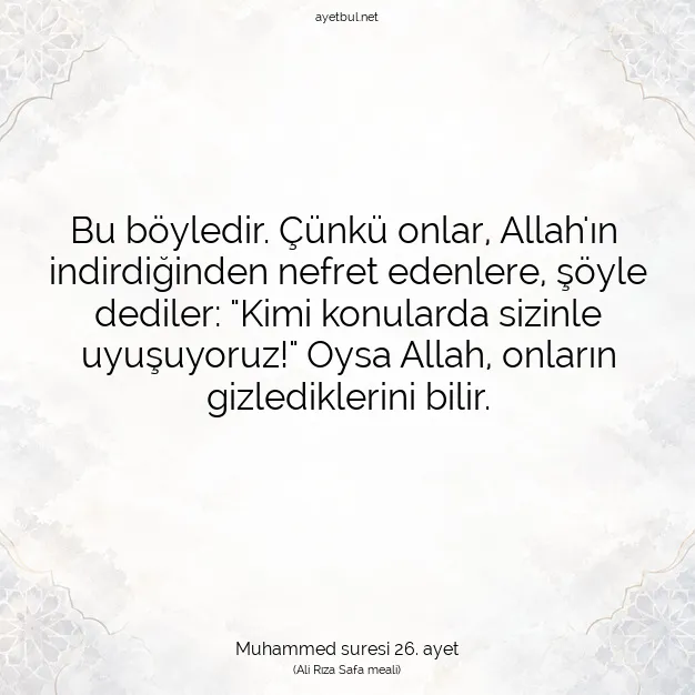 Ayetbul | Kuran Mealleri | Quran | Muhammed suresi 26. ayet