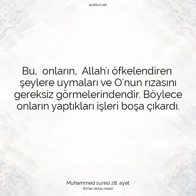 Ayetbul | Kuran Mealleri | Quran | Muhammed suresi 28. ayet
