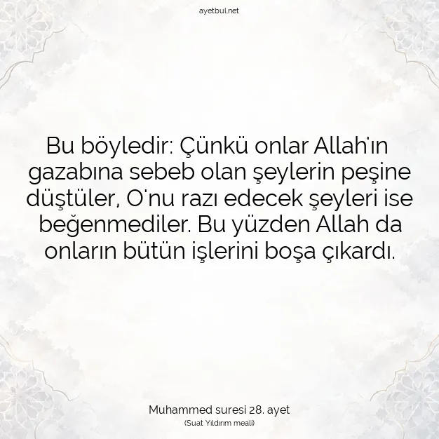 Ayetbul | Kuran Mealleri | Quran | Muhammed suresi 28. ayet