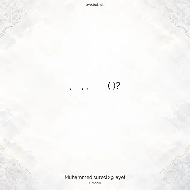 Ayetbul | Kuran Mealleri | Quran | Muhammed suresi 29. ayet