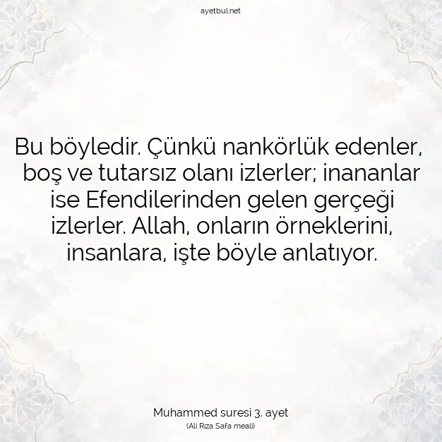 Ayetbul | Kuran Mealleri | Quran | Muhammed suresi 3. ayet