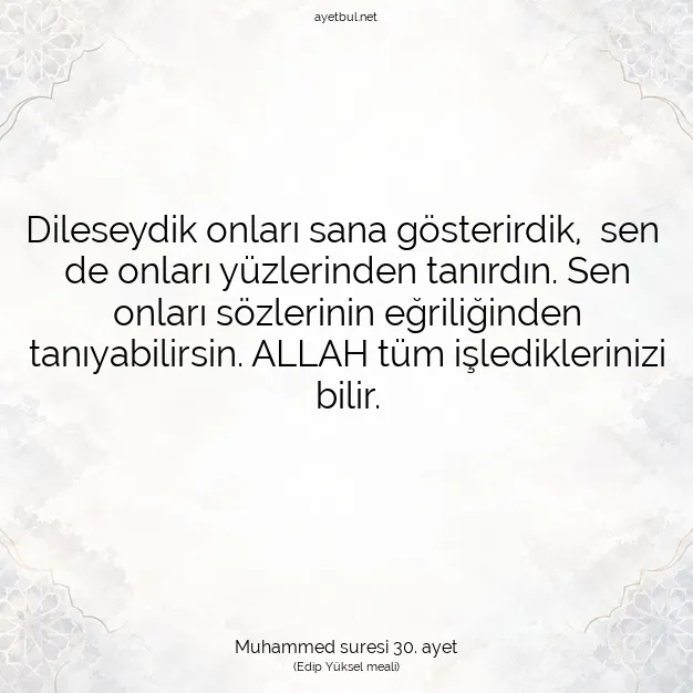 Ayetbul | Kuran Mealleri | Quran | Muhammed suresi 30. ayet