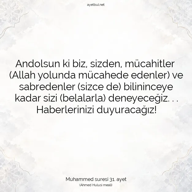Ayetbul | Kuran Mealleri | Quran | Muhammed suresi 31. ayet