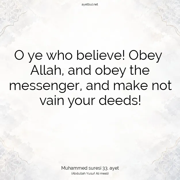 Ayetbul | Kuran Mealleri | Quran | Muhammed suresi 33. ayet