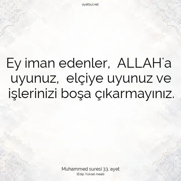 Ayetbul | Kuran Mealleri | Quran | Muhammed suresi 33. ayet