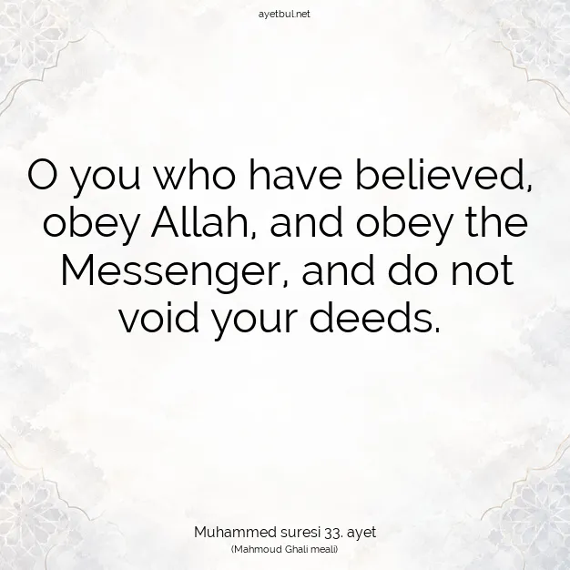 Ayetbul | Kuran Mealleri | Quran | Muhammed suresi 33. ayet