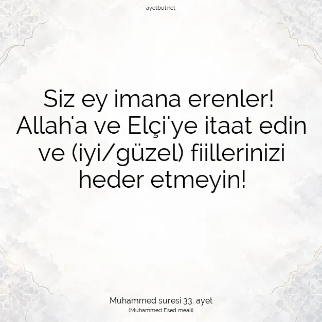 Ayetbul | Kuran Mealleri | Quran | Muhammed suresi 33. ayet