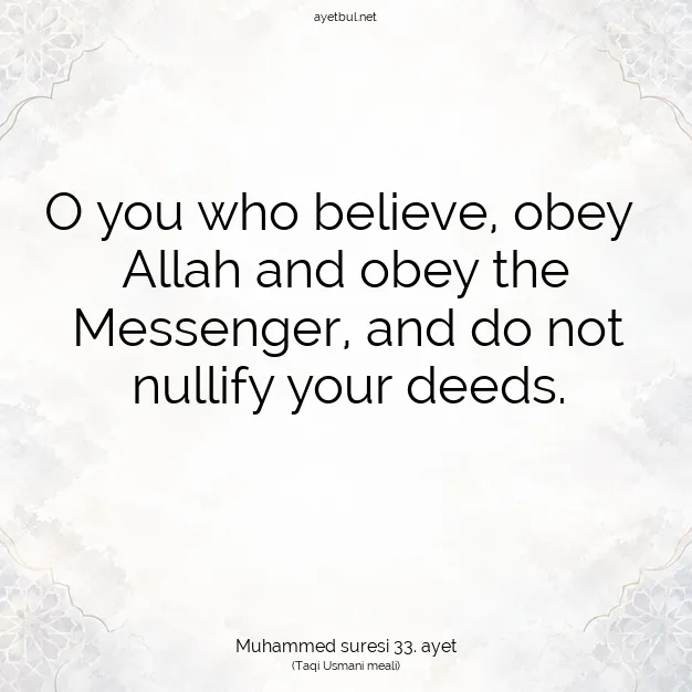 Ayetbul | Kuran Mealleri | Quran | Muhammed suresi 33. ayet