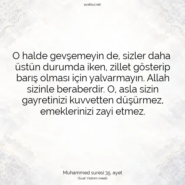 Ayetbul | Kuran Mealleri | Quran | Muhammed suresi 35. ayet